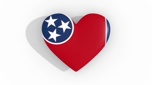 Coração em cores bandeira do estado dos EUA Tennessee, loop — Vídeo de Stock