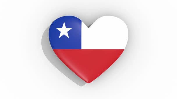 Corazón en colores de la bandera de Chile pulsos, lazo — Vídeo de stock