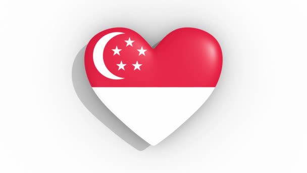 Serce w kolorach flagi Singapur impulsów, pętla — Wideo stockowe