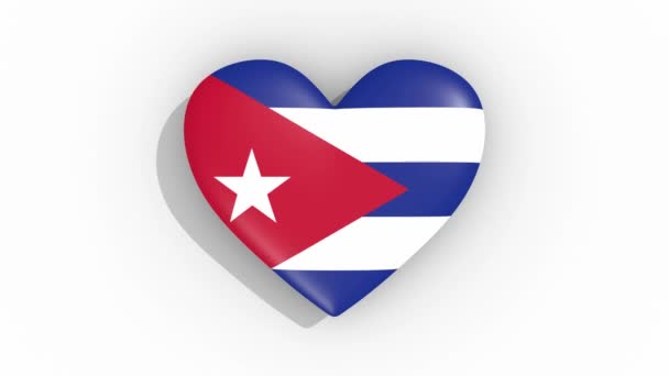 Heart in kleuren van de vlag van Cuba pulsen, lus — Stockvideo