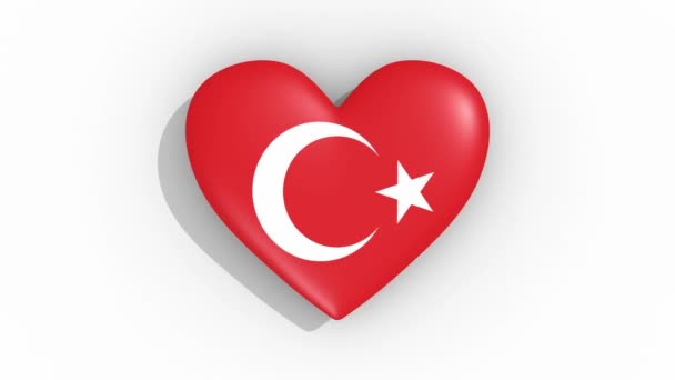 Srdce v barvách vlajky Turecko impulsů, smyčka — Stock video