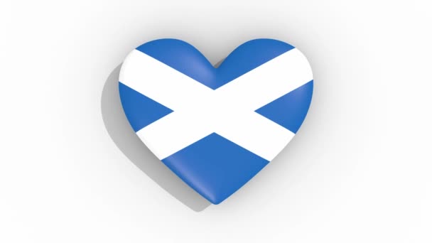 Srdce v barvách vlajky Skotska impulsů, smyčka — Stock video