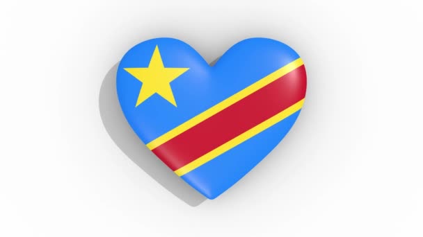 Cuore Colori Bandiera Repubblica Democratica Del Congo — Video Stock