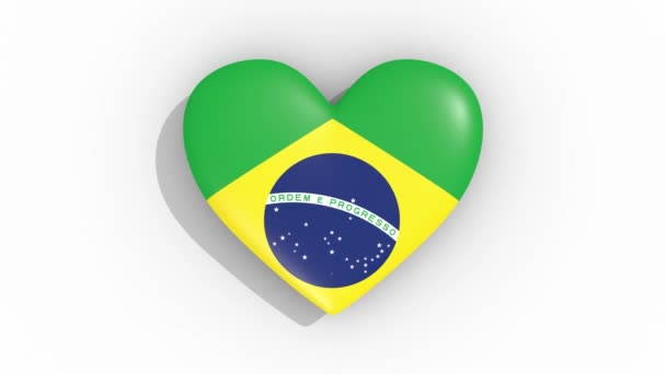 Heart Colors Flag Brazil Pulses Loop — Stock Video