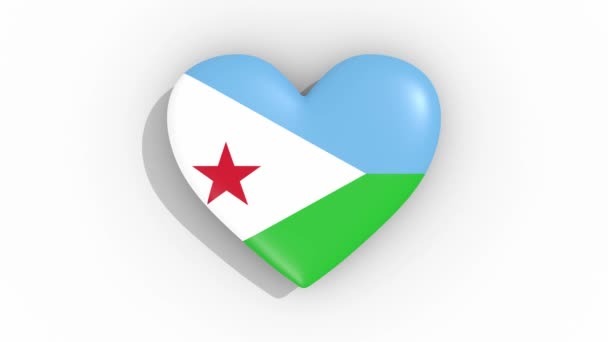 Corazón en colores bandera de Djibouti pulsos, lazo — Vídeos de Stock