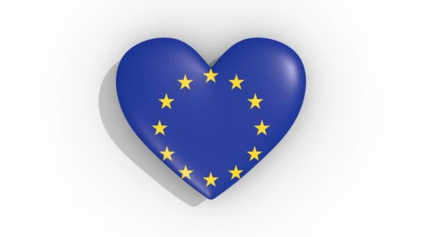 Corazón en colores bandera de Europa pulsos, lazo — Vídeos de Stock