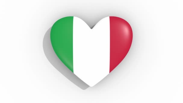 Heart in kleuren vlag van Italië pulsen, lus — Stockvideo