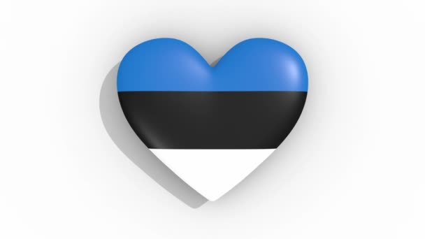 Corazón en colores bandera de Estonia pulsos, lazo — Vídeo de stock