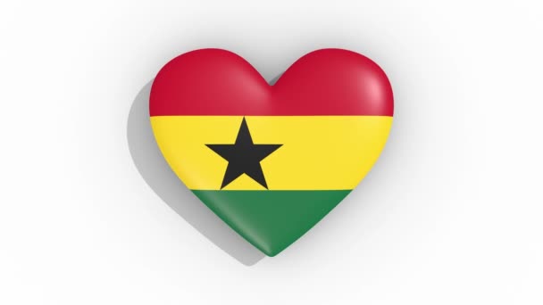 Καρδιά σε χρώματα σημαία της Γκάνας όσπρια, βρόχου — Αρχείο Βίντεο