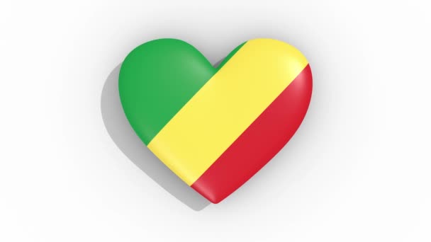 Heart in colors flag of Republic of Congo, loop — Stock Video