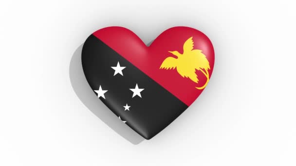 Srdce v barvách vlajky Papua Nová Guineapulses, smyčka — Stock video