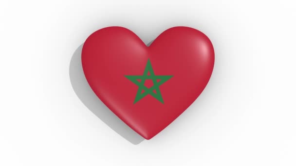 Coeur en couleurs drapeau du Maroc pouls, boucle — Video