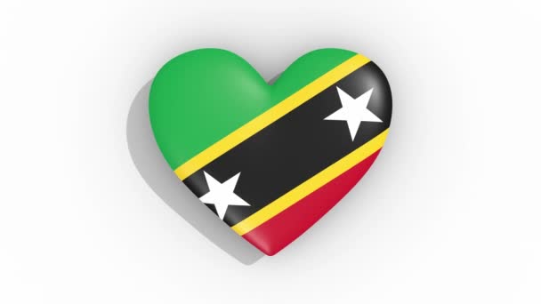 Heart Colors Flag Saint Kitts Nevis Pulses Loop — Stock Video