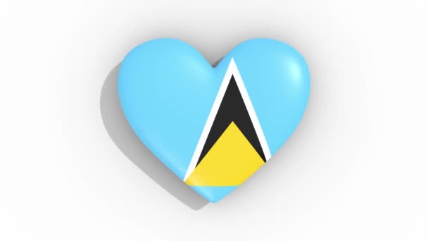 Heart Colors Flag Saint Lucia Pulses Loop — Stock Video