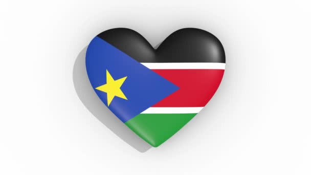 Coração em cores bandeira do Sudão do Sul pulsos, loop — Vídeo de Stock