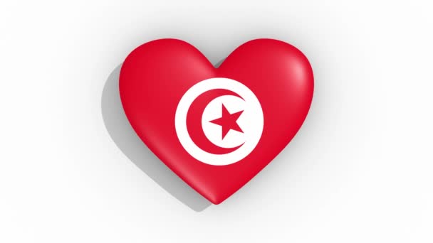 Heart in kleuren vlag van Tunesië pulsen, lus — Stockvideo