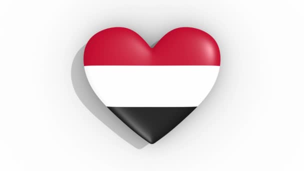 Καρδιά σε χρώματα σημαία της Υεμένης όσπρια, βρόχου — Αρχείο Βίντεο