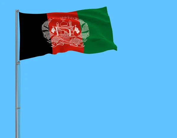 Isoleren Van Vlag Van Islamitische Republiek Afghanistan Een Vlaggenmast Wapperen — Stockfoto