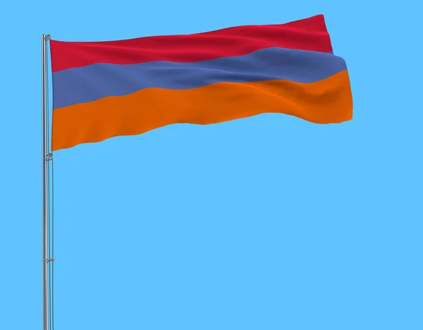 Variant Flag Armenia Alternative Colors Flagpole Waving Wind Blue Background — Stock Photo, Image