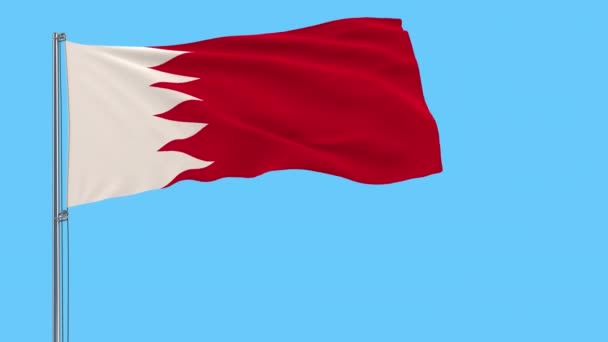 Isolate Flag Bahrain Flagpole Fluttering Wind Transparent Background Rendering Prores — Stock Video