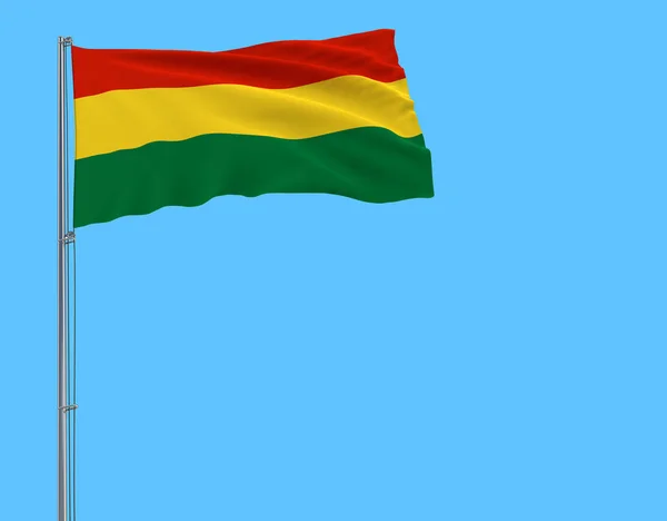 Aislar Bandera Bolivia Asta Bandera Ondeando Viento Sobre Fondo Azul —  Fotos de Stock