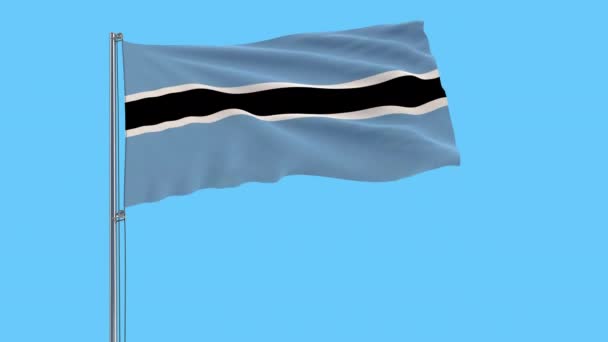 Vlag Van Botswana Een Vlaggenmast Wapperen Wind Een Transparante Achtergrond — Stockvideo