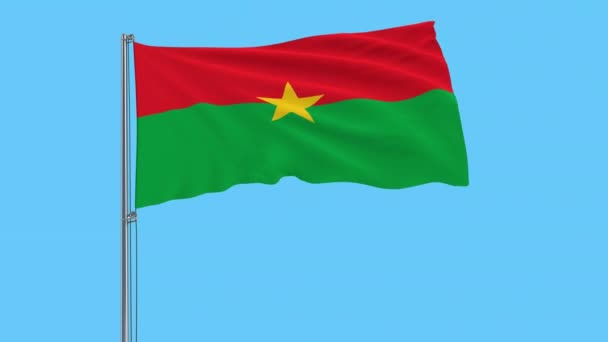 Isolar Bandeira Burkina Faso Mastro Bandeira Que Flutua Vento Fundo — Vídeo de Stock