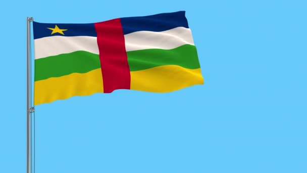 Ізолювати Прапор Центральноафриканської Республіки Флагштока Майорить Вітер Прозорим Фоном Рендерінг — стокове відео