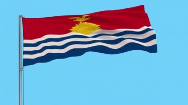 Kiribati büyük bez ayrı tut moduyla bayrağı üzerinde bir şeffaf arka plan, 3d render, 4 k prores görüntüleri, alfa şeffaflık rüzgarla içinde çırpınan bir bayrak direği