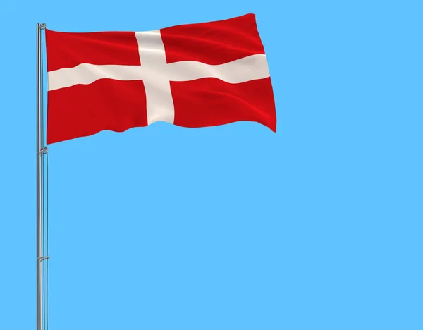 Flaggan Suveräna Militära Order Malta Flaggstången Fladdrar Vinden Ren Blå — Stockfoto