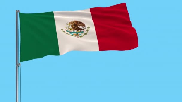 Grote Doek Isoleren Vlag Van Mexico Een Vlaggenmast Wapperen Wind — Stockvideo