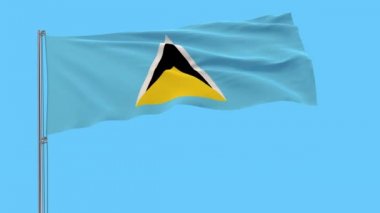 Saint Lucia bayrak rüzgar bir şeffaf arka plan, 3d render, 4 k prores görüntüleri, alfa şeffaflık içinde çırpınan bir bayrak direği üzerinde izole