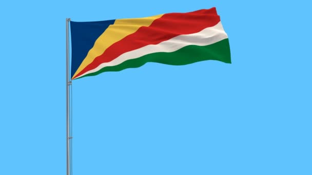 Vlag Van Seychellen Wapperen Wind Beeldmateriaal — Stockvideo