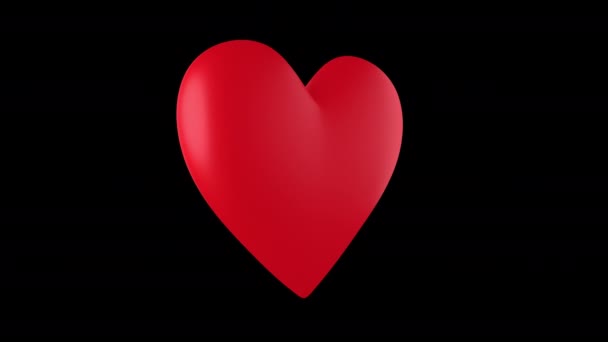 Coeur de couleurs rouges pulsations et tourne sur un fond transparent, 4k prores séquences avec canal alpha, boucle 