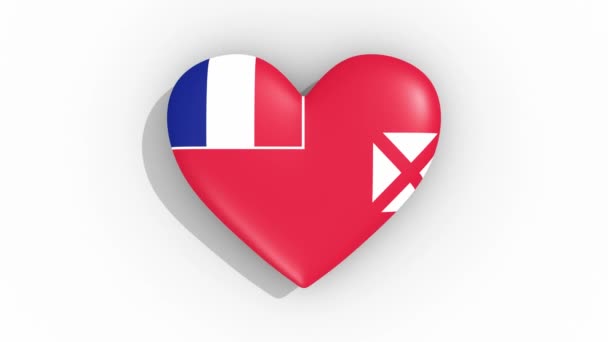 Corazón Colores Bandera Wallis Pulsos Futuna Lazo — Vídeos de Stock