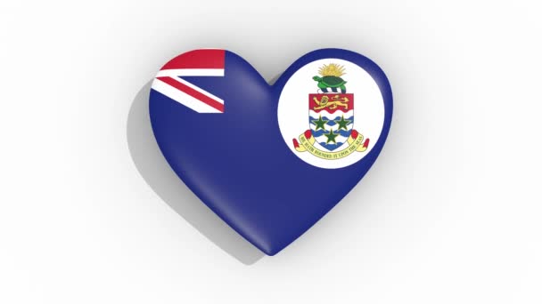 Hjärtat Färger Flagga Cayman Islands Pulser Loop — Stockvideo