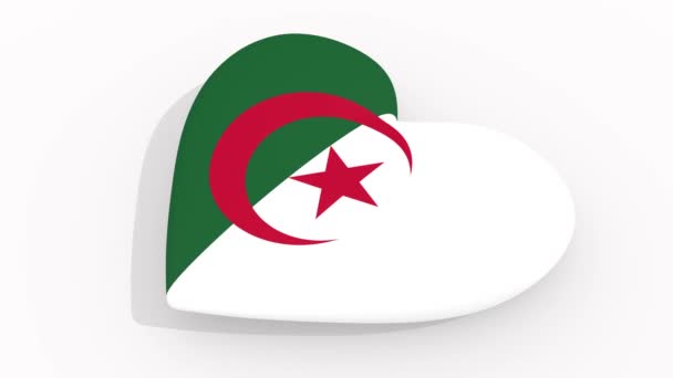Καρδιά Στα Χρώματα Και Σύμβολα Της Αλγερίας Άσπρο Φόντο Βρόχου — Αρχείο Βίντεο