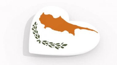 Renk ve Kıbrıs Cumhuriyeti sembolleri beyaz arka plan üzerinde kalp, döngü