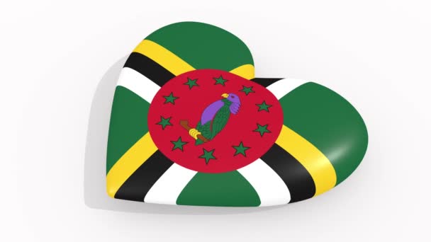 Corazón Colores Símbolos Mancomunidad Dominica Sobre Fondo Blanco Lazo — Vídeo de stock