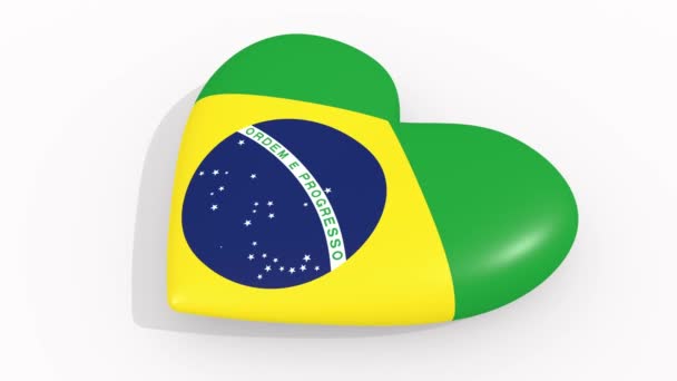 Heart Kleuren Symbolen Van Brazilië Witte Achtergrond Lus — Stockvideo