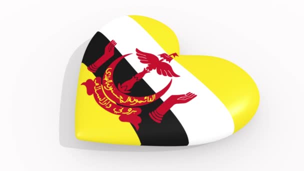 Heart Kleuren Symbolen Van Brunei Witte Achtergrond Lus — Stockvideo