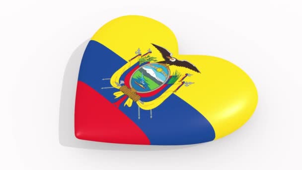 Corazón en colores y símbolos de Ecuador, lazo — Vídeos de Stock