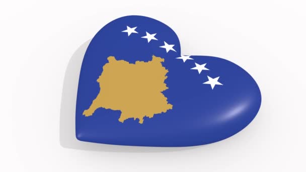 Heart in kleuren en symbolen van Kosovo, lus — Stockvideo