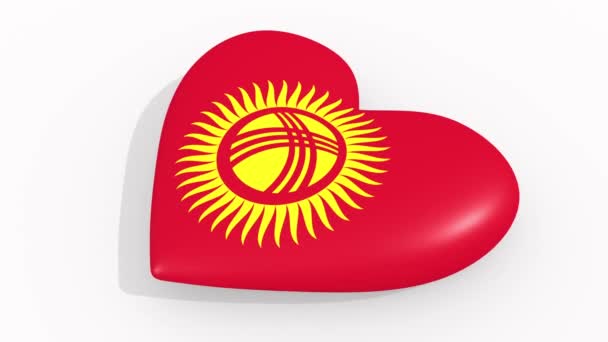 Heart in colors and symbols of Kyrgyzstan, loop — Stock Video