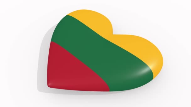 Сердце Цветах Символах Литвы Белом Фоне Тенью Петлей — стоковое видео