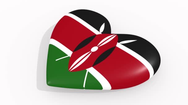 Καρδιά στα χρώματα και τα σύμβολα της Κένυας, βρόχου — Αρχείο Βίντεο