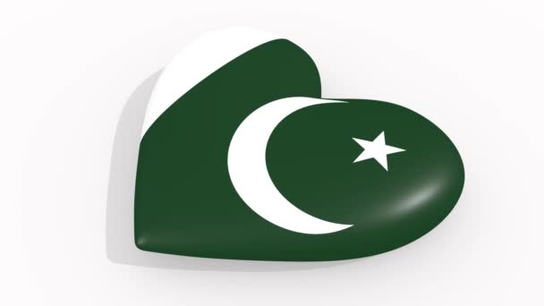 Καρδιά στα χρώματα και τα σύμβολα του Πακιστάν, βρόχου — Αρχείο Βίντεο