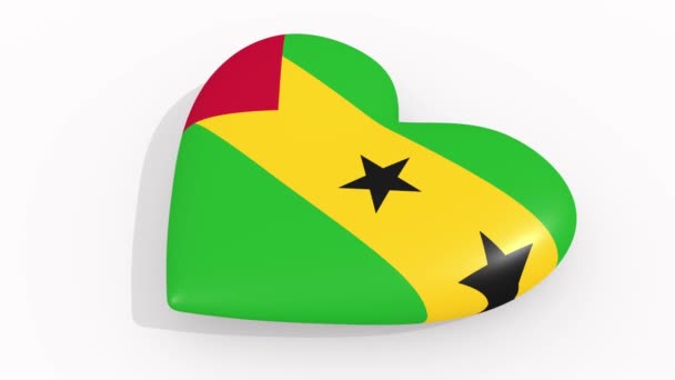 Coração em cores de São Tomé e Príncipe, loop — Vídeo de Stock