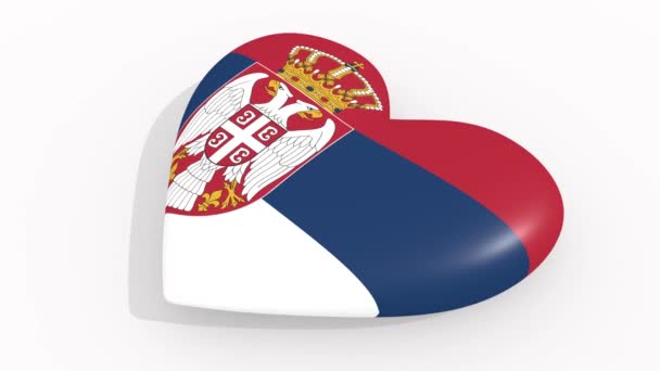 Καρδιά στα χρώματα και τα σύμβολα της Σερβίας, βρόχου — Αρχείο Βίντεο