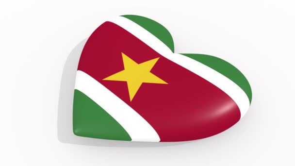 Heart Kleuren Symbolen Van Suriname Witte Achtergrond Lus — Stockvideo